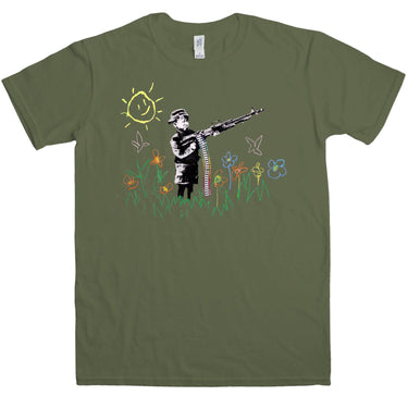 Banksy Machine Gun Kid T-Shirt For Men 8Ball
